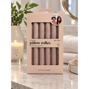 Kitsch Satin Pillow Roller 6pc Set Blush Heatless Hair Curlers Sleep-In Rollers
